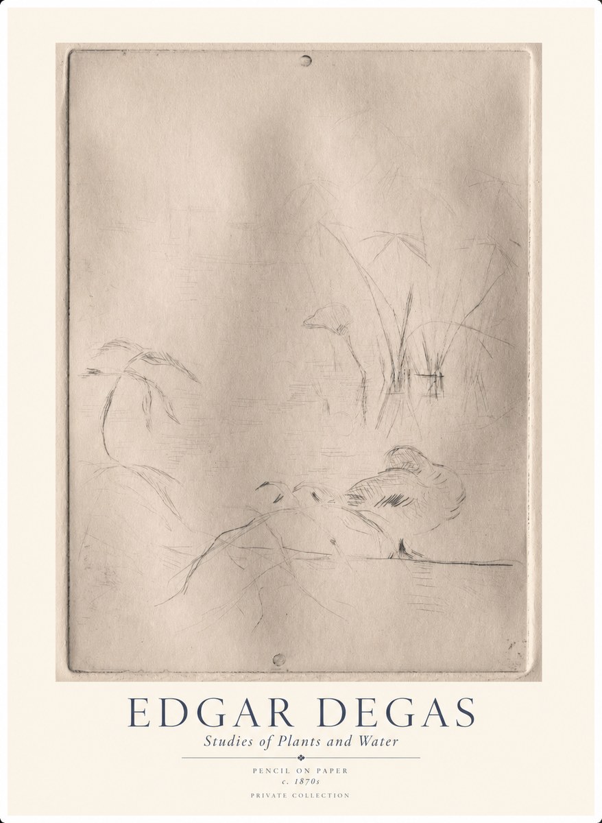 Edgar Degas Studies of Plants and Water No1 - Poster
