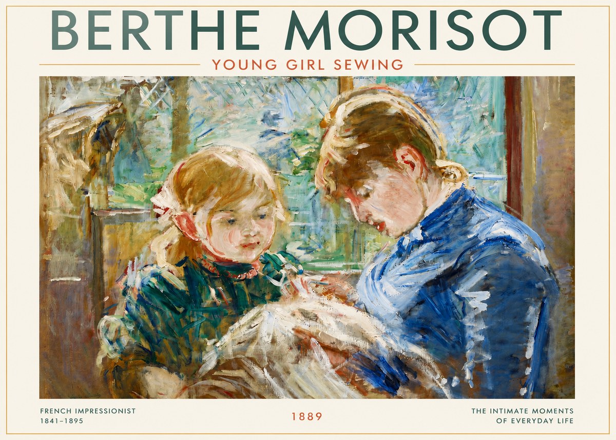 Berthe Morisot Young Girl Sewing No3 - Poster