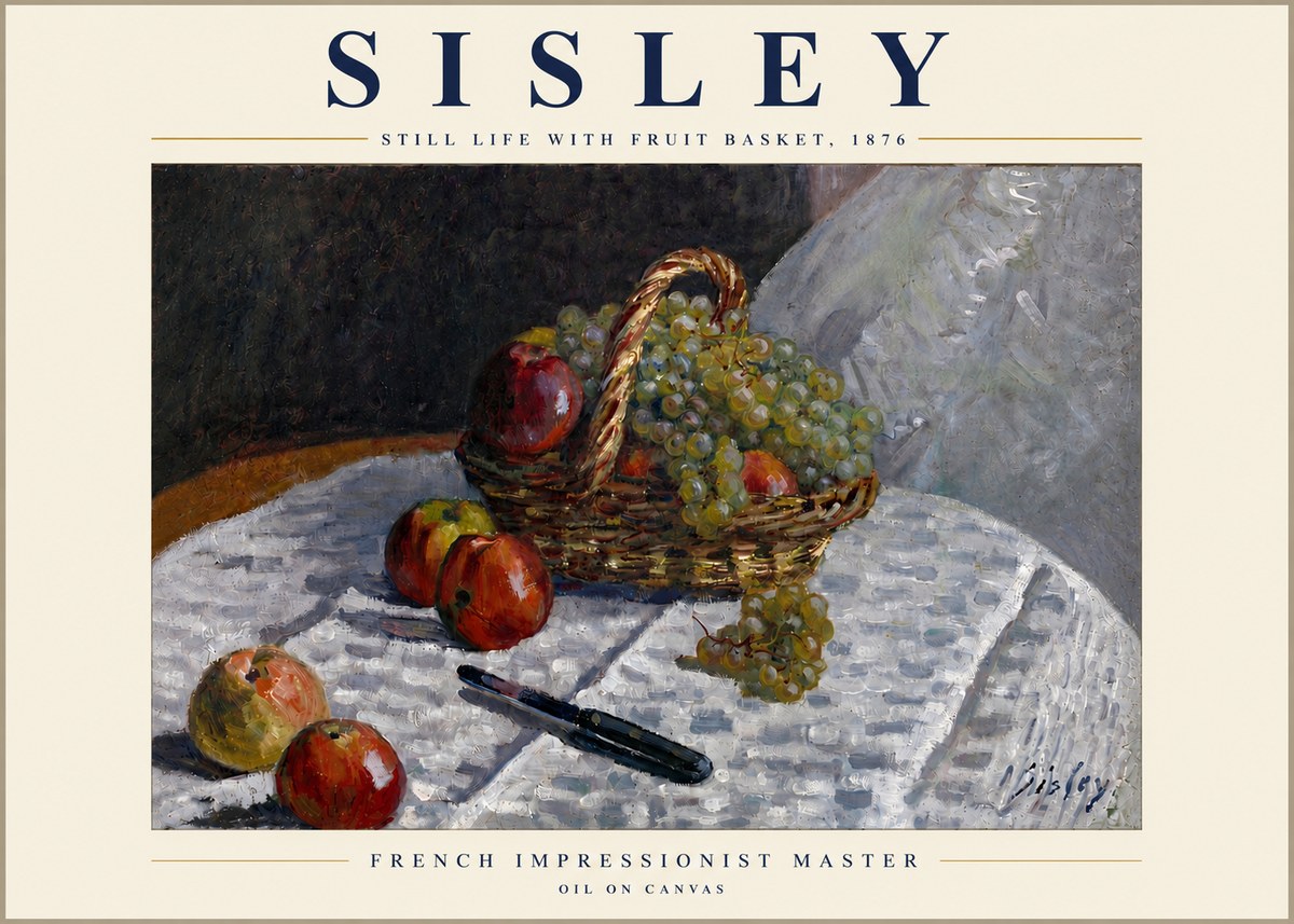 Sisley Still Life with Fruit Basket No5 - Poster