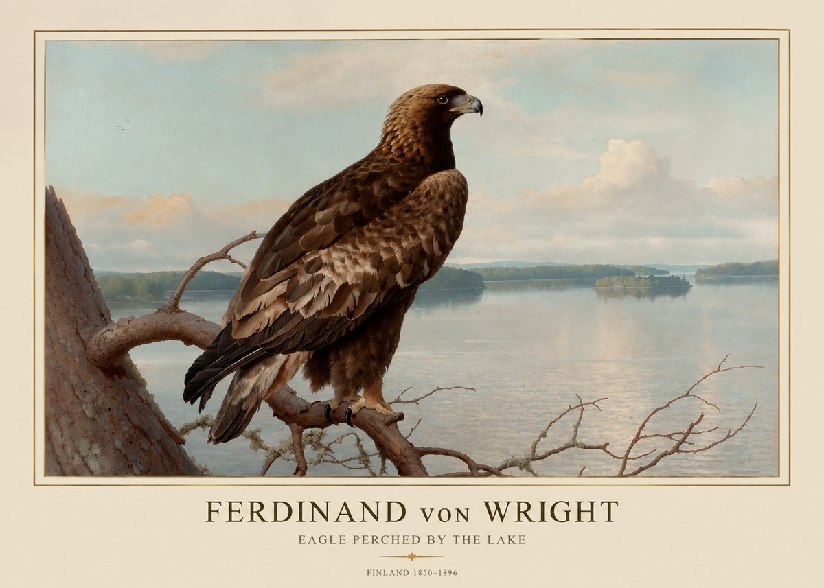 Ferdinand von Wright Eagle Perched by the Lake No1 - Poster