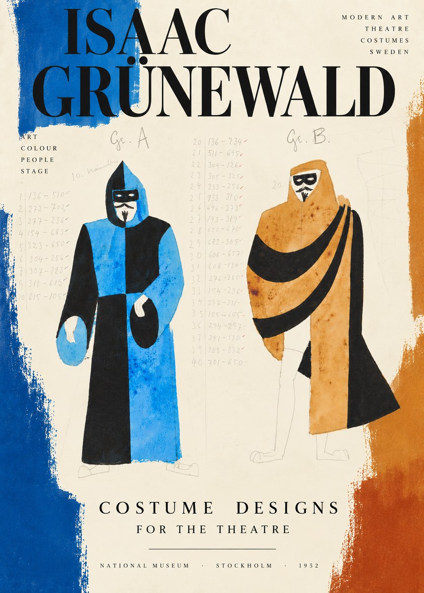 Isaac Grünewald Two Masquerade Figures - Costume Sketch No4 - Poster