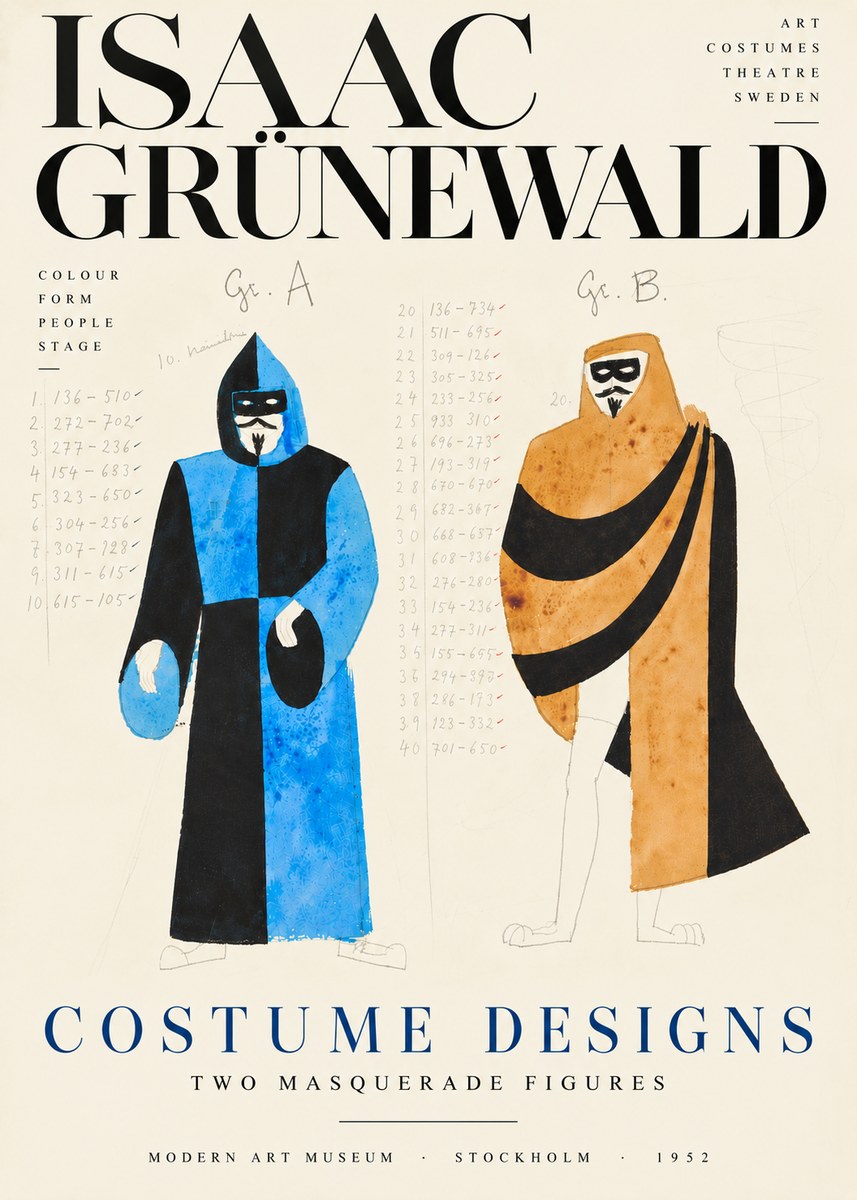 Isaac Grünewald Two Masquerade Figures - Costume Sketch No6 - Poster