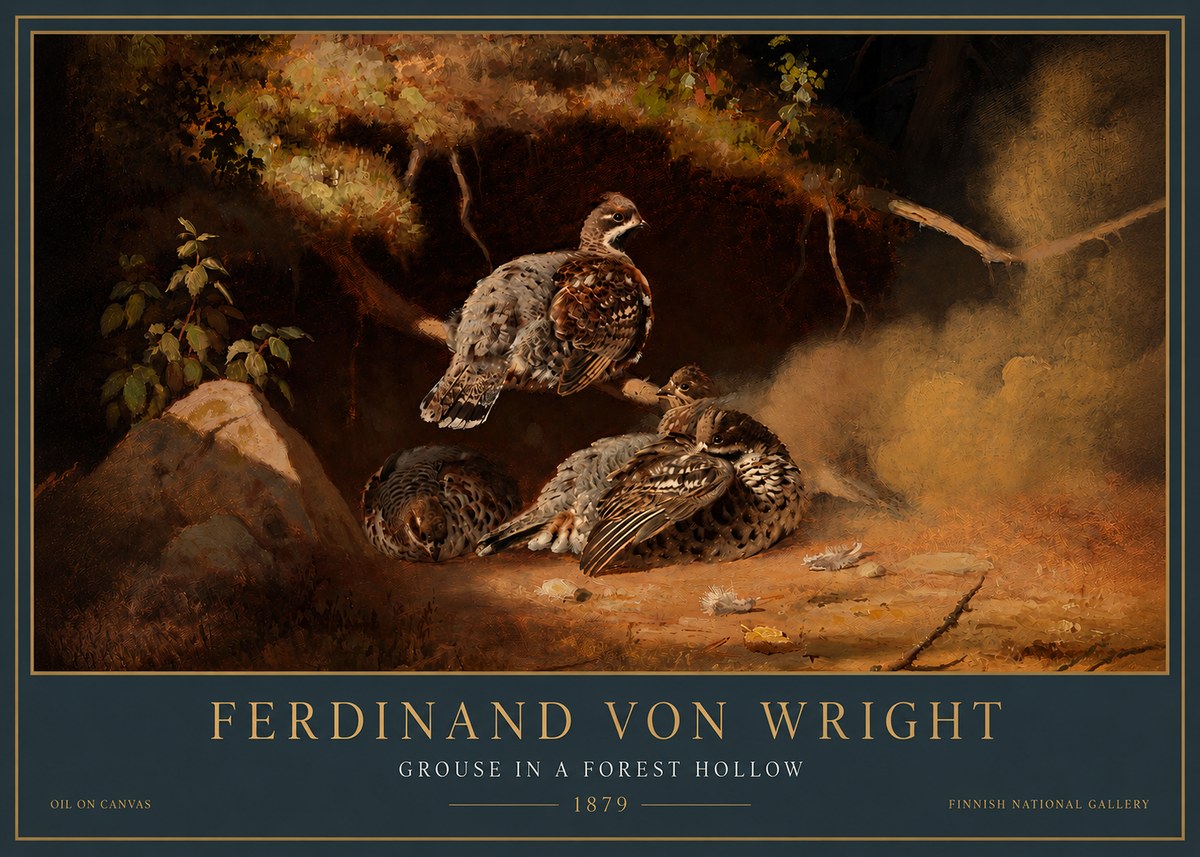 Ferdinand von Wright Grouse in a Forest Hollow No5 - Poster