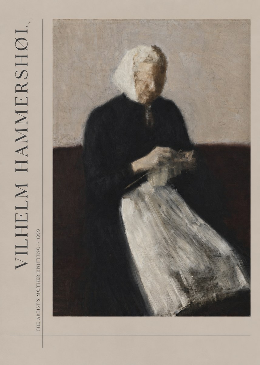 Vilhelm Hammershøi The Artist's Mother Knitting No2 - Poster