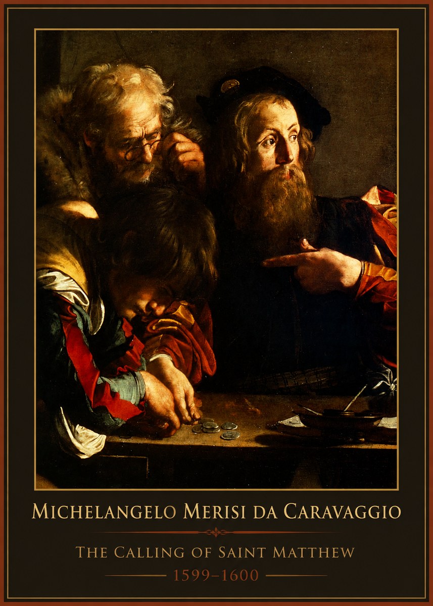 Michelangelo Merisi da Caravaggio The Calling of Saint Matthew II No1 - Poster