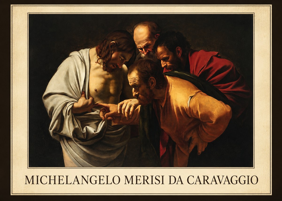 Michelangelo Merisi da Caravaggio The Incredulity of Saint Thomas IV No1 - Poster