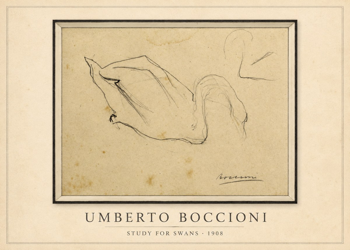 Umberto Boccioni Study for Swans No1 - Poster