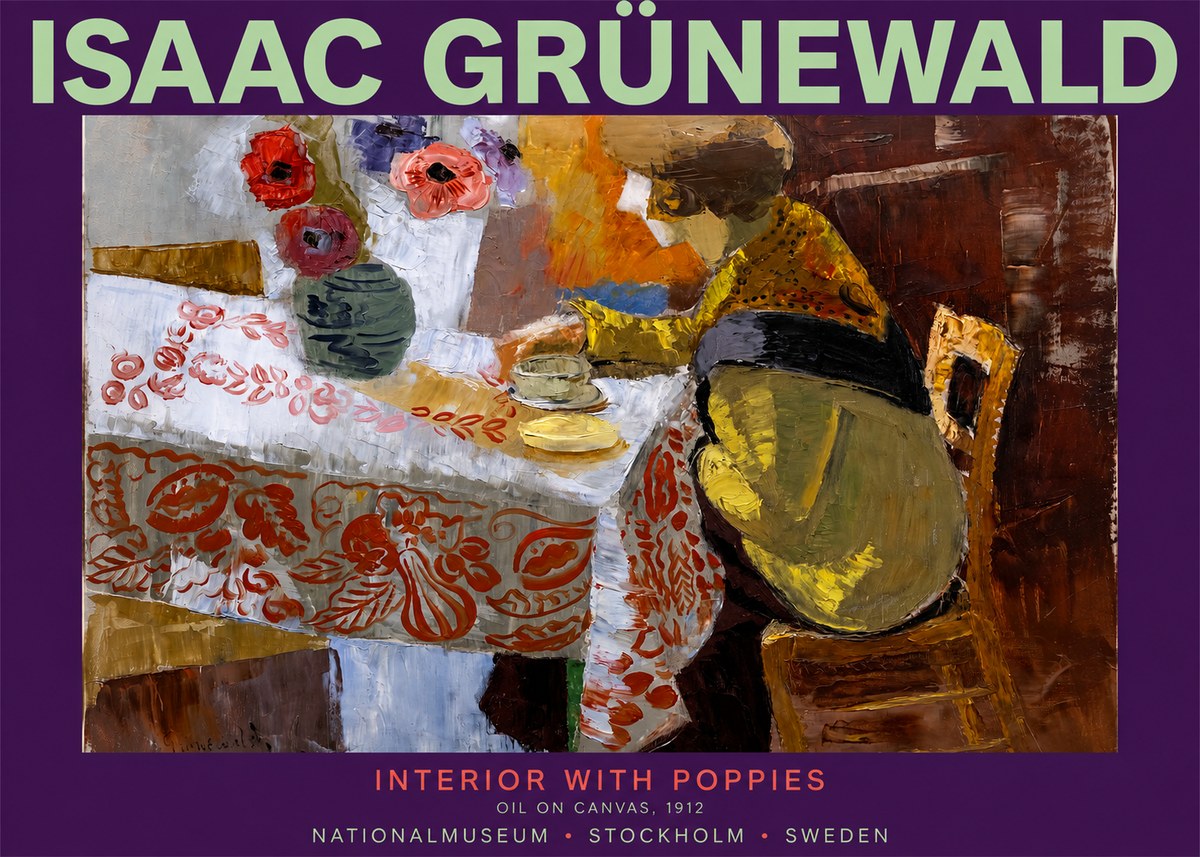 Isaac Grünewald Interior with Poppies No2 - Poster