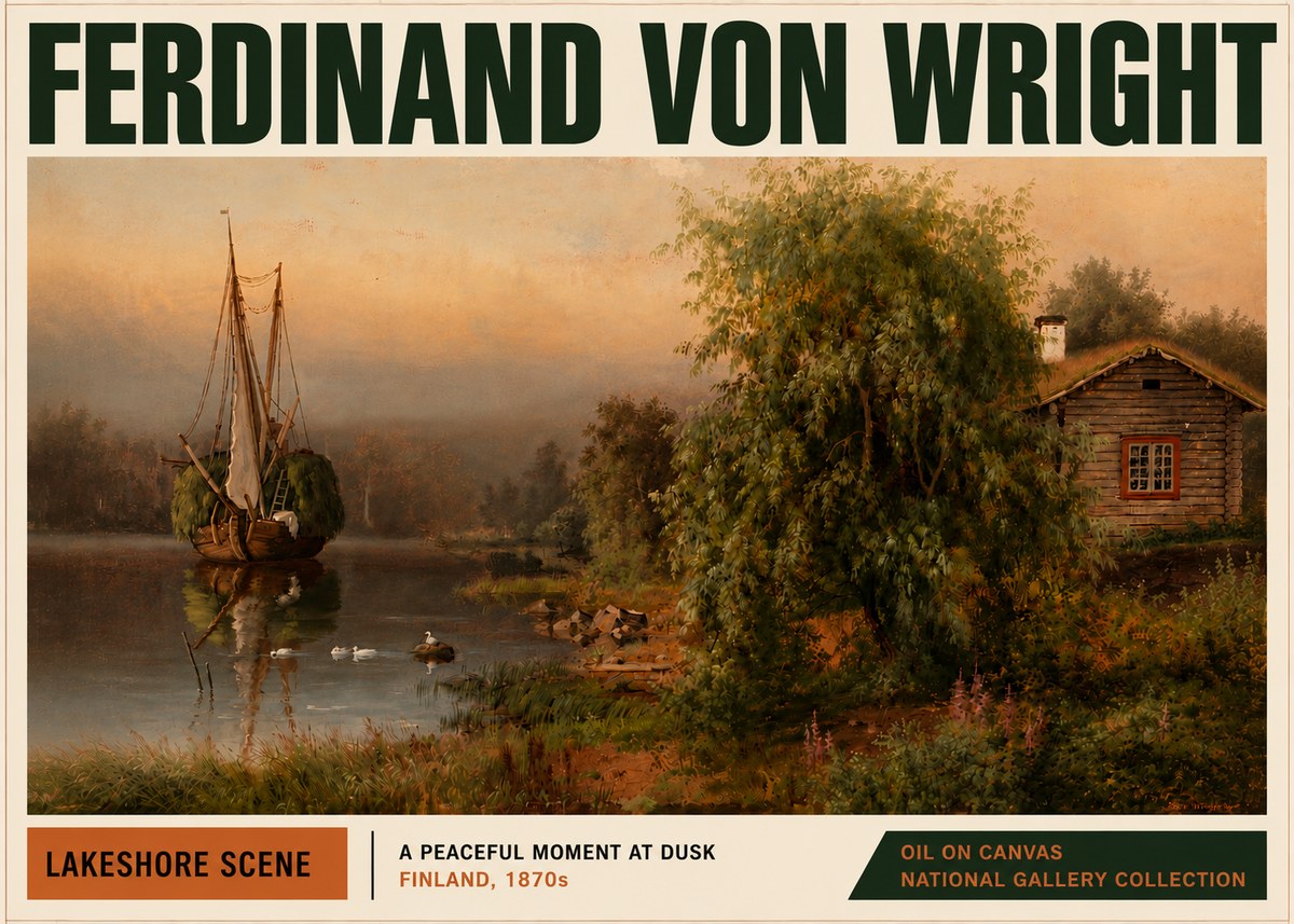 Ferdinand von Wright Lakeshore Scene No5 - Poster