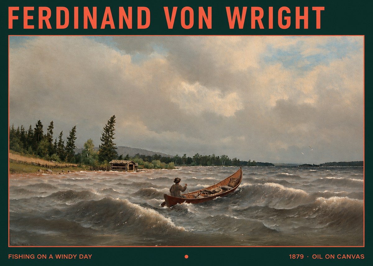 Ferdinand von Wright Fishing on a Windy Day No2 - Poster