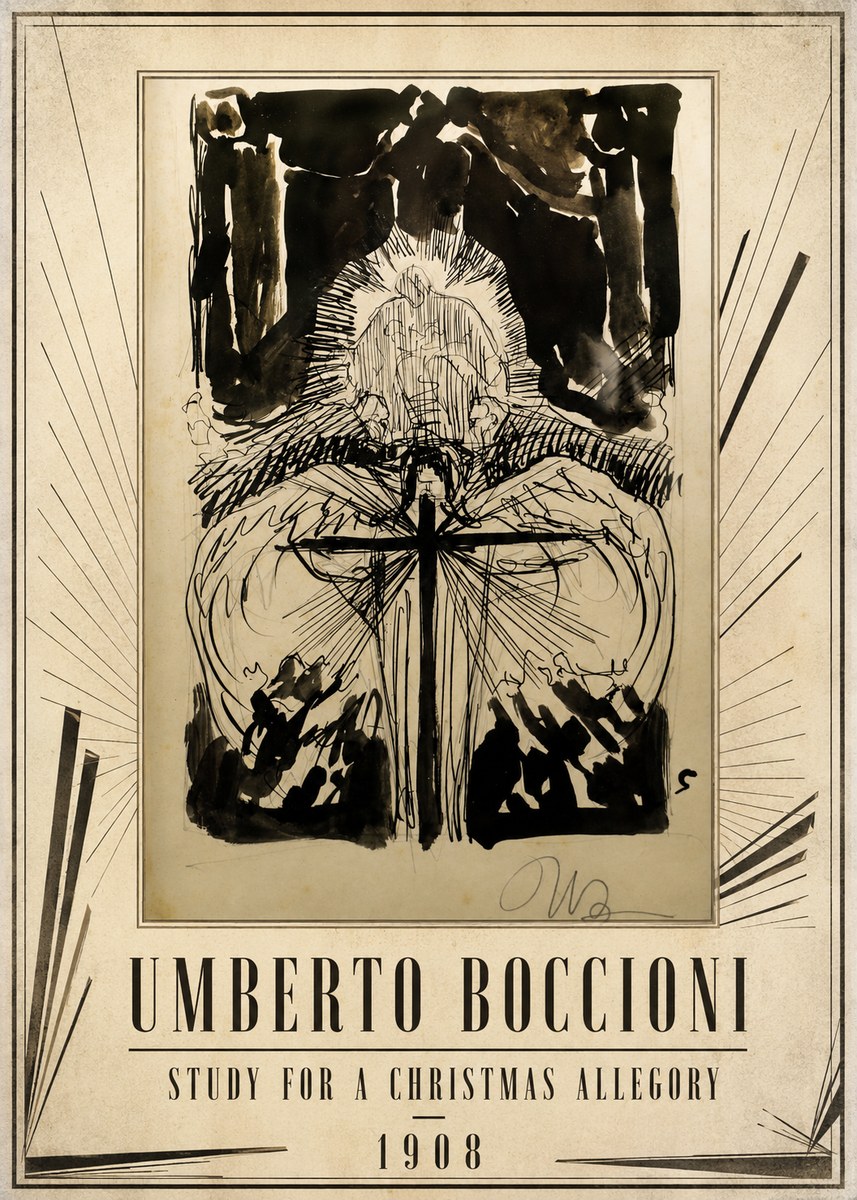 Umberto Boccioni Study for a Christmas Allegory No1 - Poster