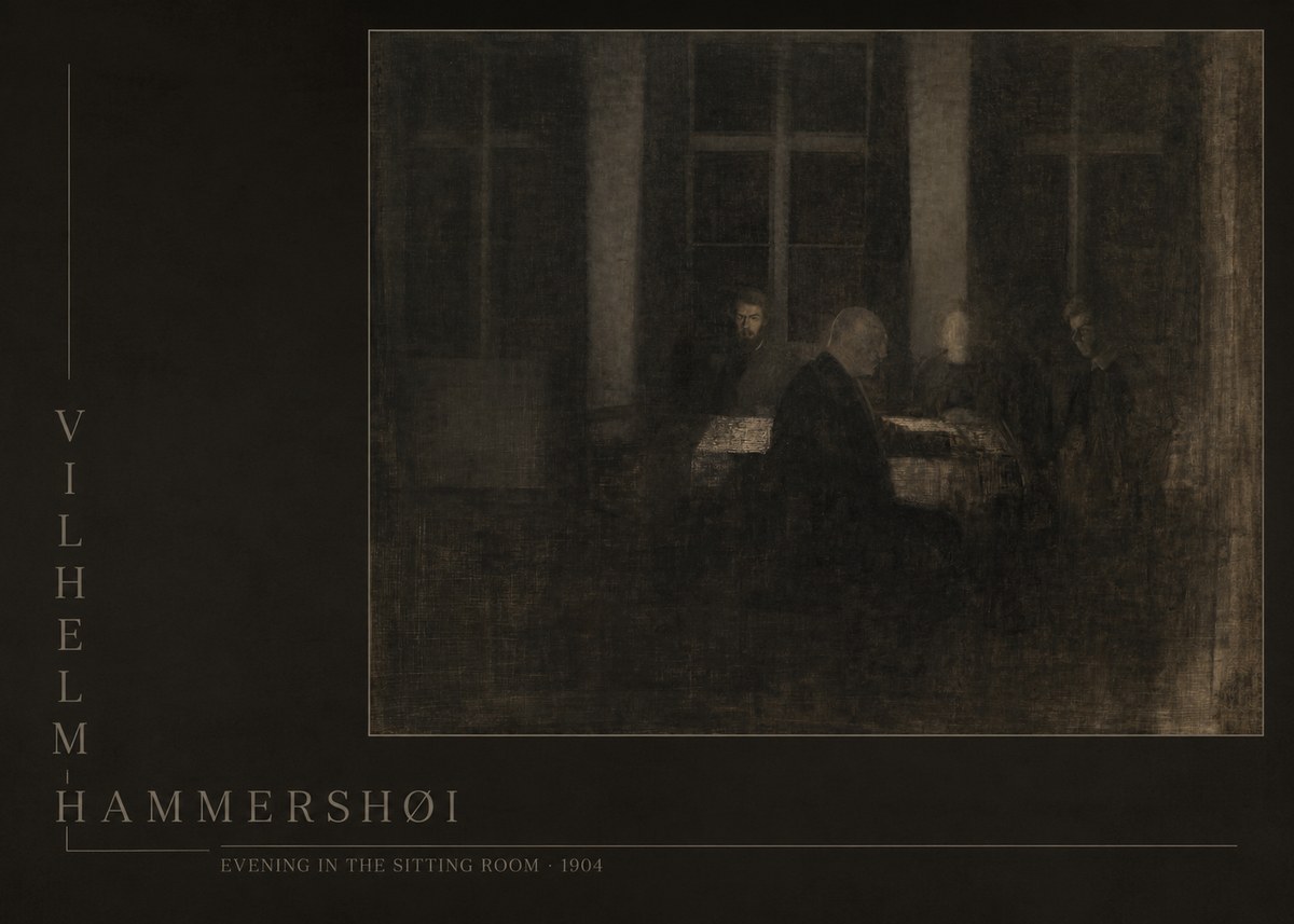 Vilhelm Hammershøi Evening in the Sitting Room No6 - Poster