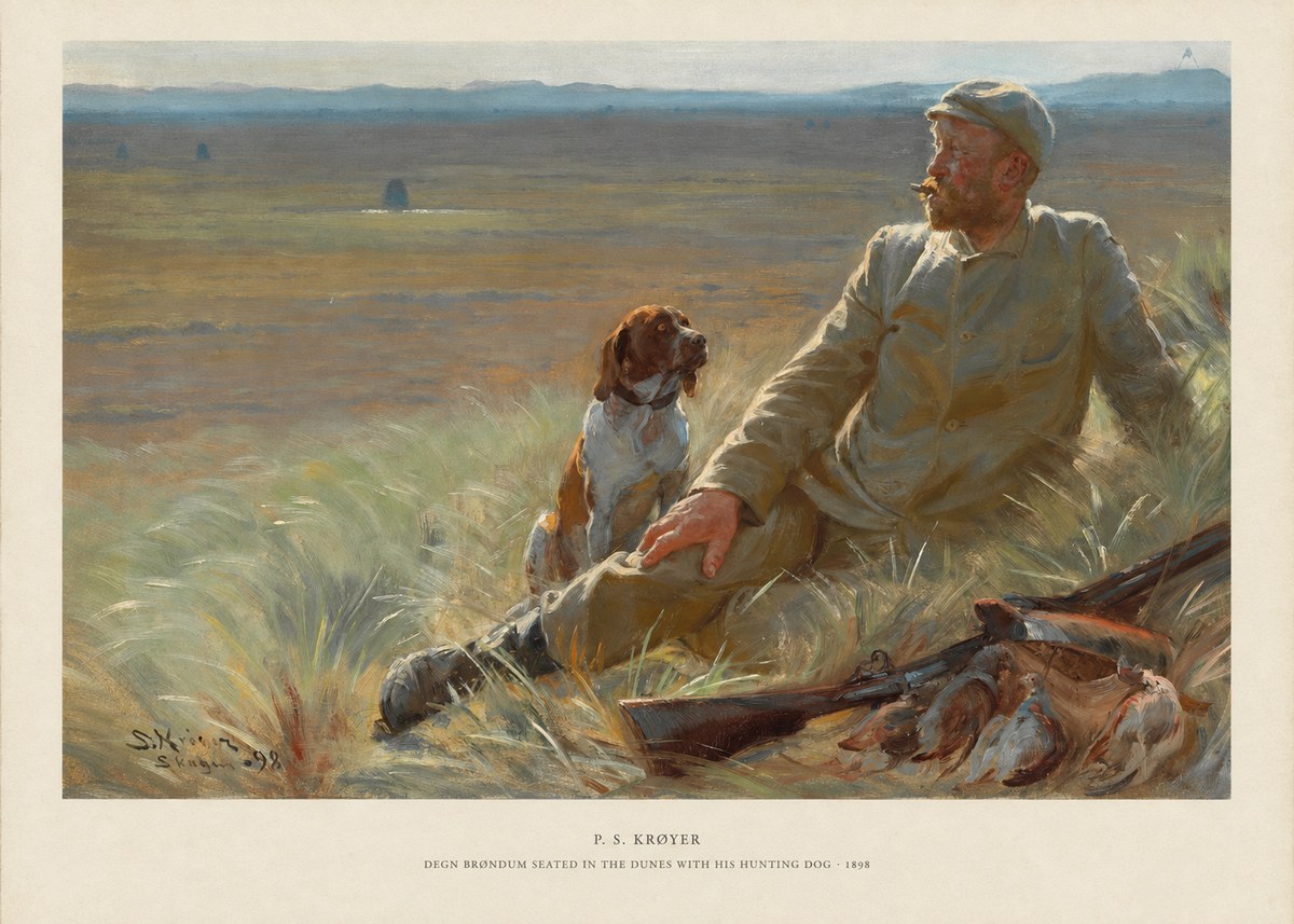 P.S. Krøyer Degn Brøndum Seated in the Dunes with His Hunting Dog No5 - Poster