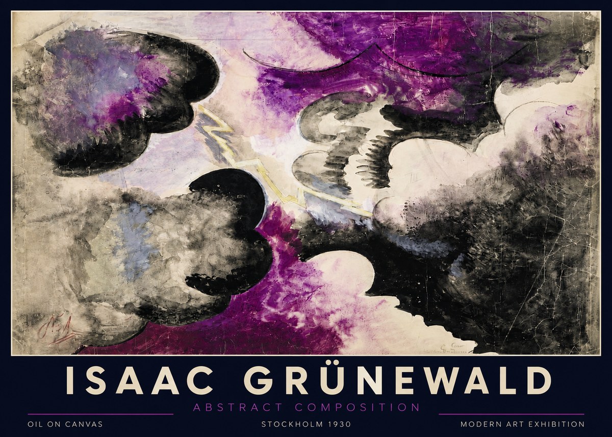 Isaac Grünewald Abstract Composition No3 - Poster