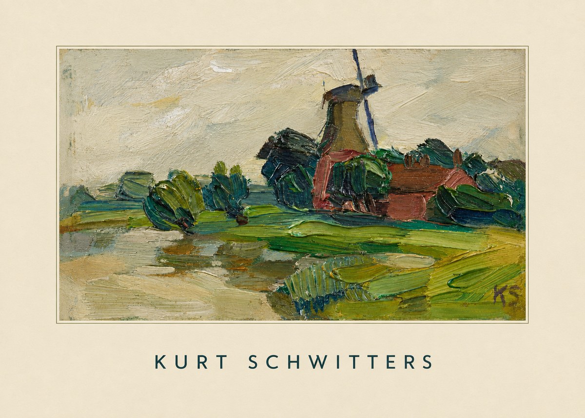 Kurt Schwitters Landscape with Windmill No5 - Poster