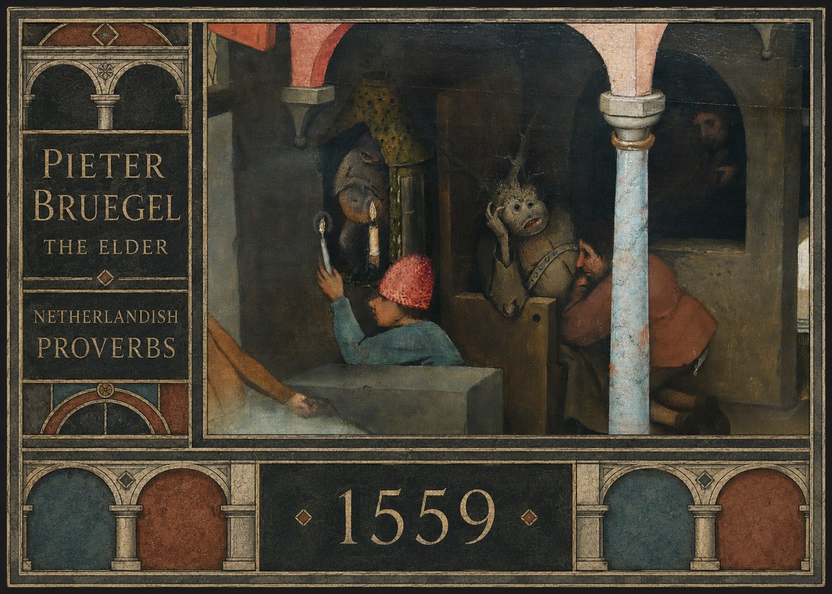 Pieter Bruegel Netherlandish Proverbs IX No2 - Poster