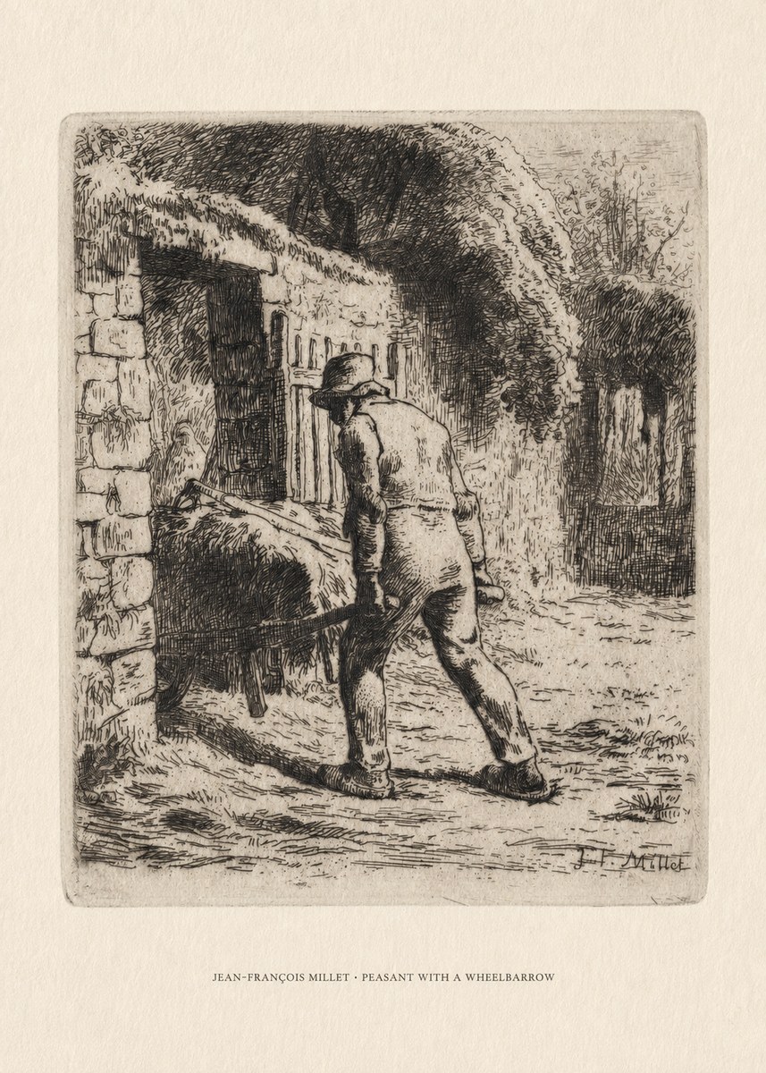 Jean-François Millet Peasant with a Wheelbarrow No6 - Poster