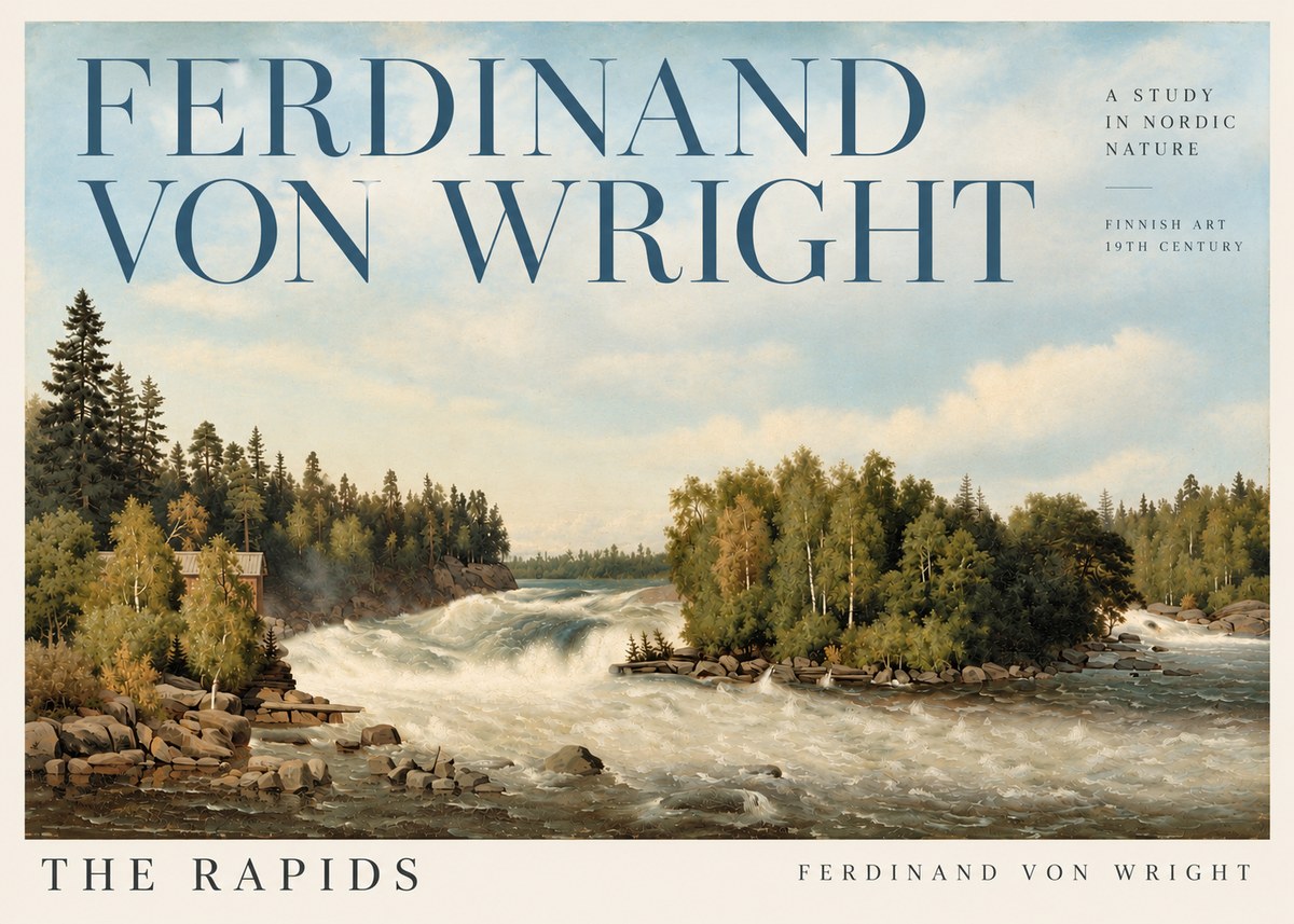 Ferdinand von Wright Rapids in a Finnish River No5 - Poster