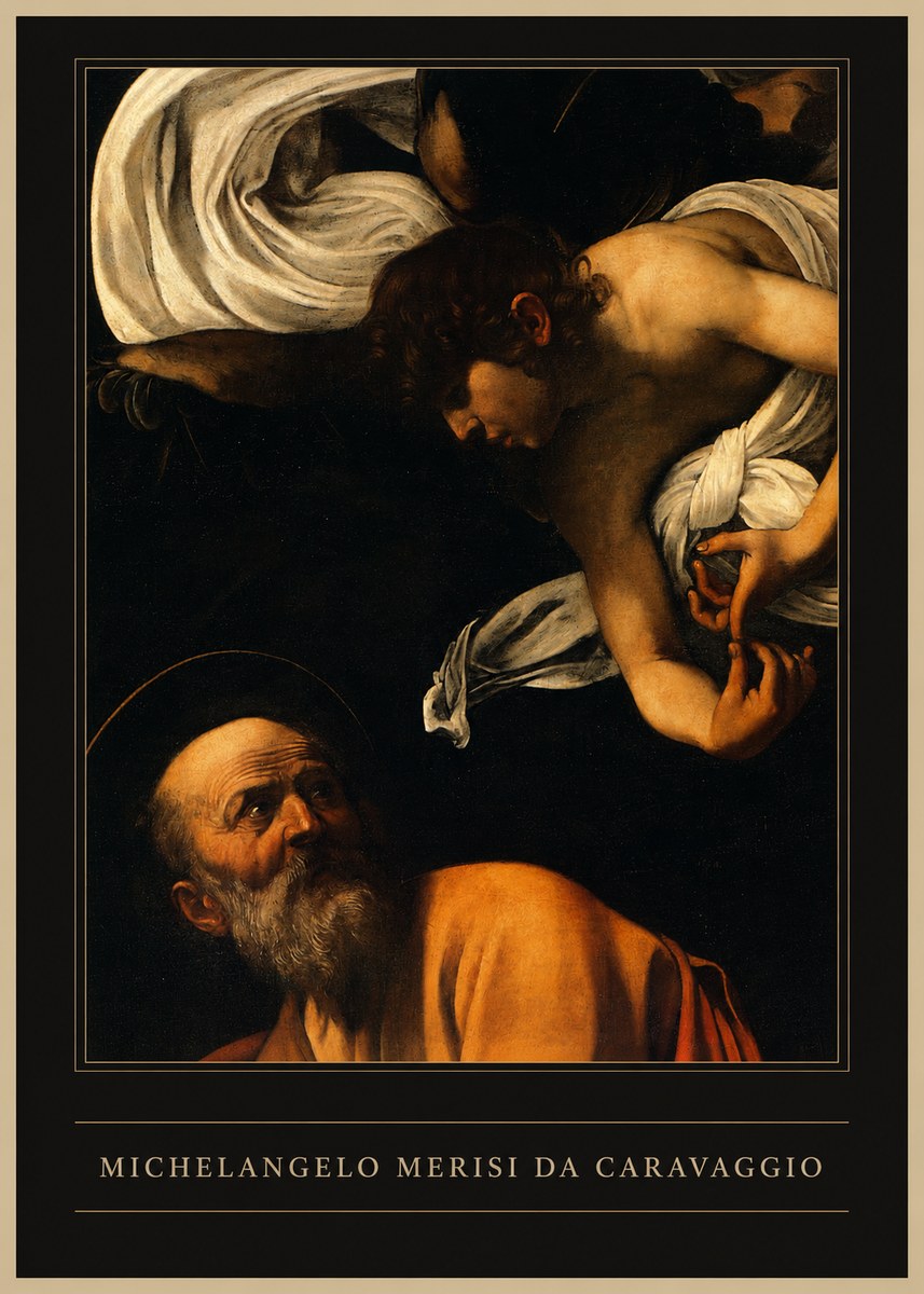 Michelangelo Merisi da Caravaggio The Inspiration of Saint Matthew I No1 - Poster
