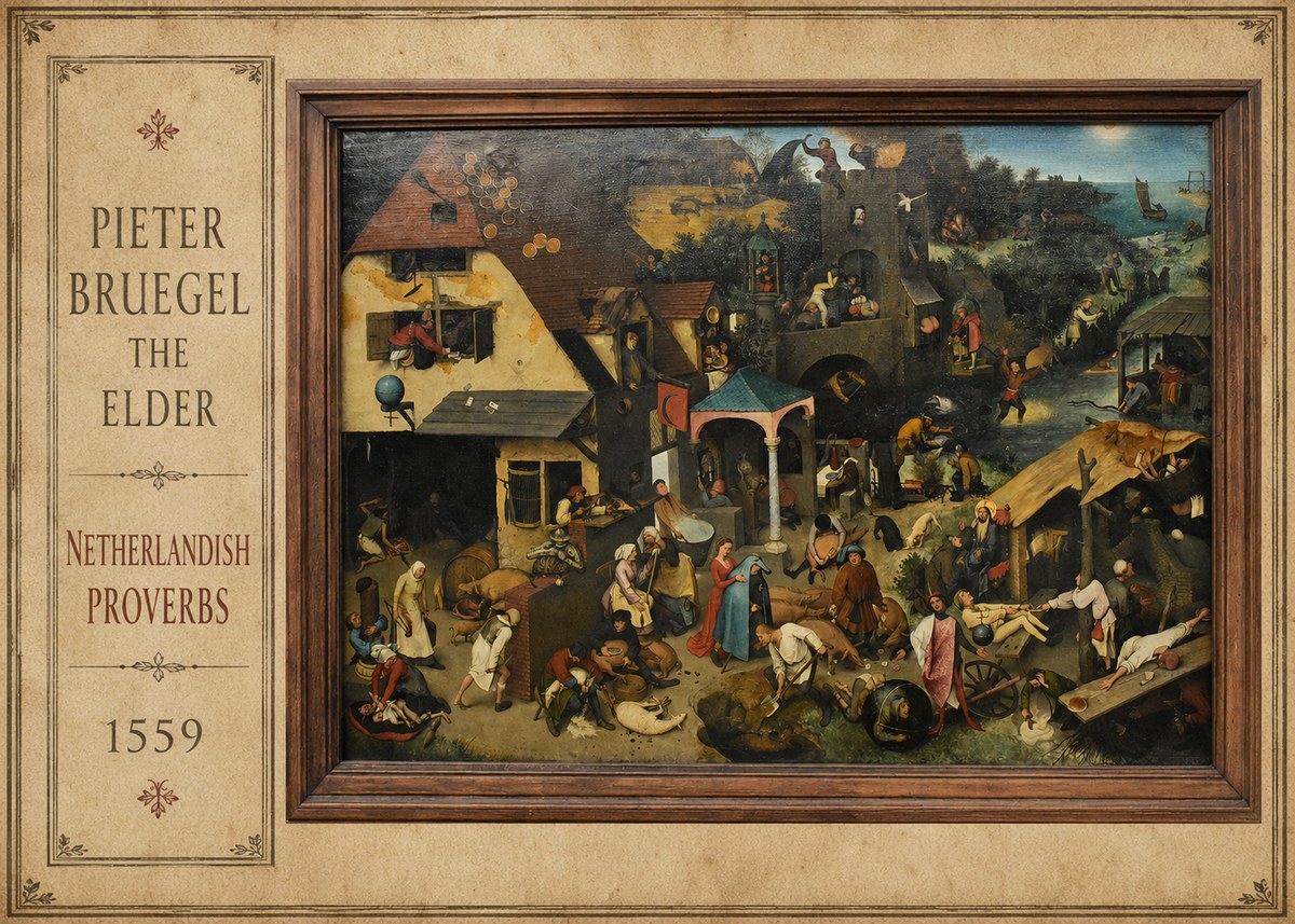 Pieter Bruegel Netherlandish Proverbs XI No2 - Poster