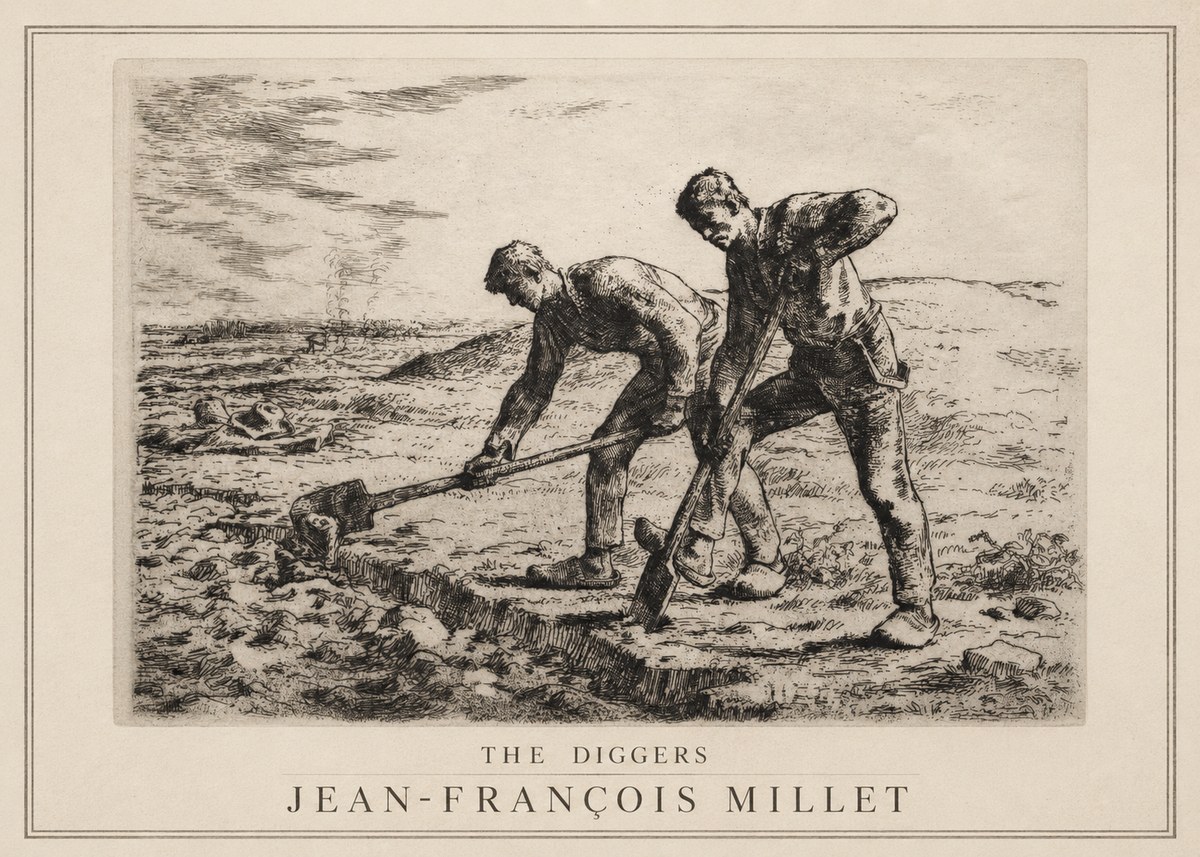 Jean-François Millet The Diggers No1 - Poster