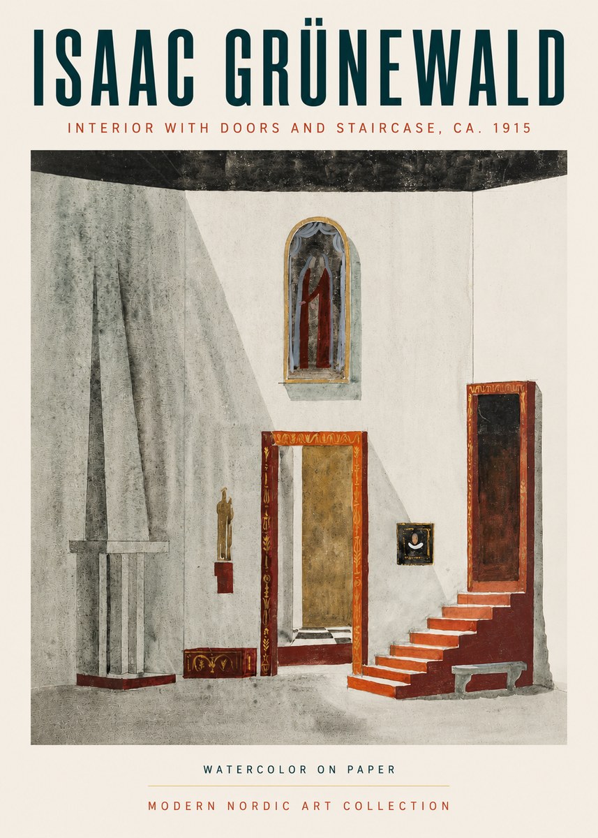 Isaac Grünewald Interior with Doors and Staircase, Ca. 1915 No3 - Poster