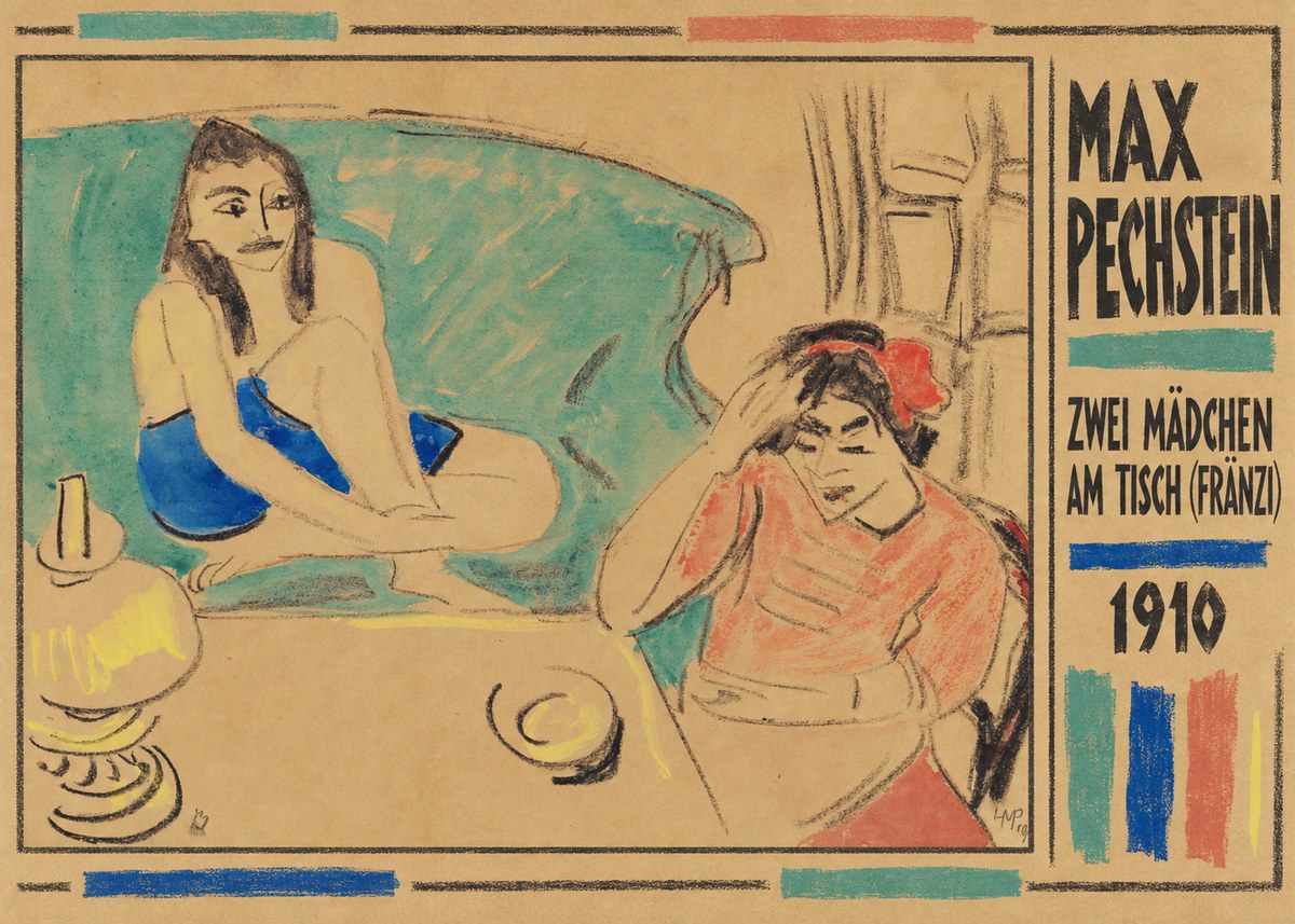 Max Pechstein Zwei Mädchen Am Tisch (Fränzi) No2 - Poster
