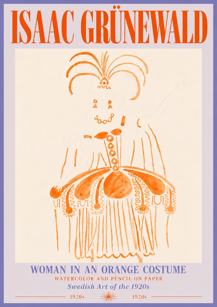 Isaac Grünewald Woman in an Orange Costume No5 - Poster