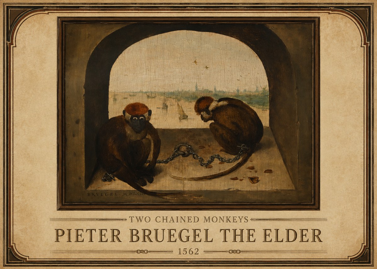 Pieter Bruegel Two Chained Monkeys I No1 - Poster