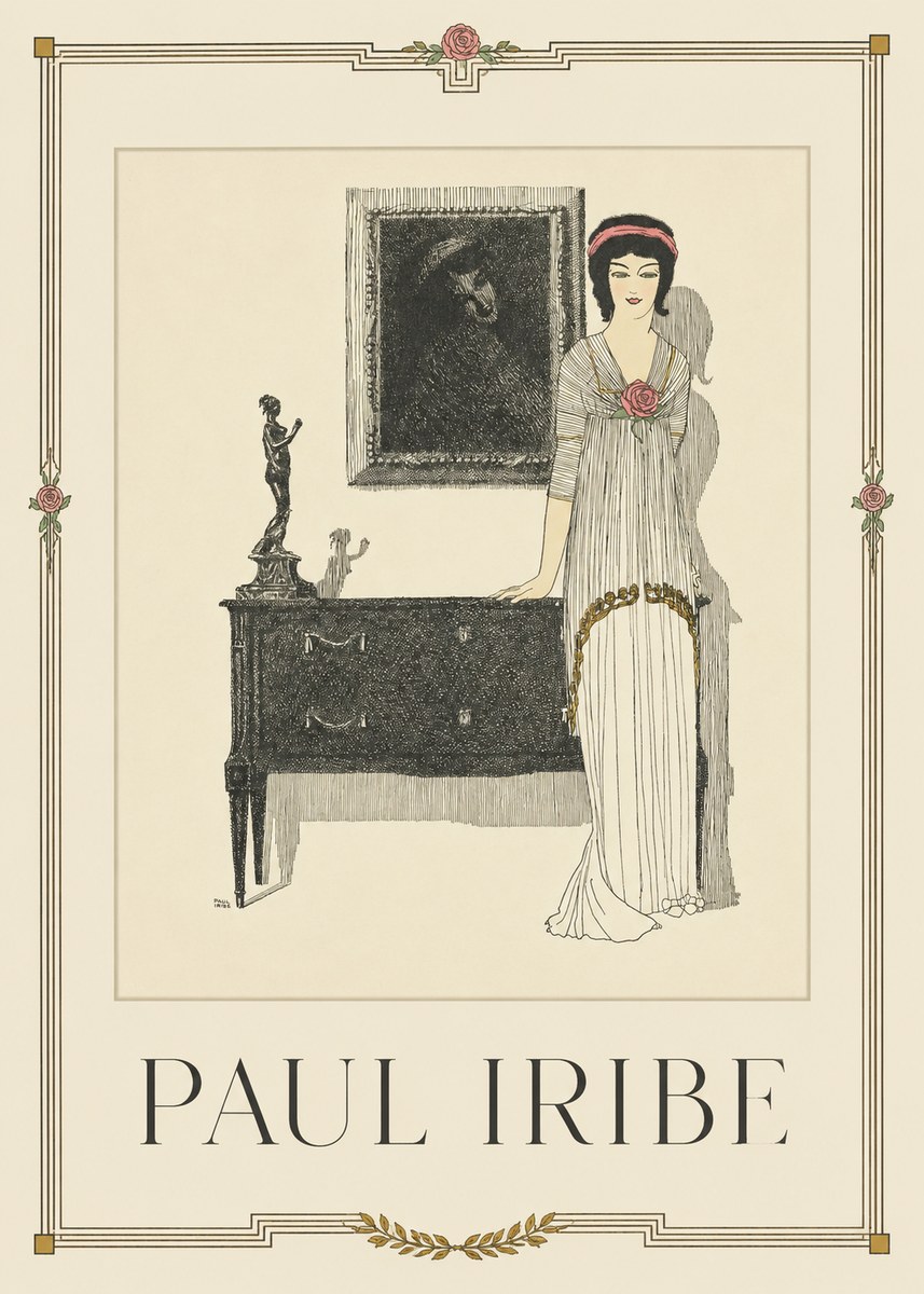 Paul Iribe Elegant Figure in Art Deco Interior No1 - Poster