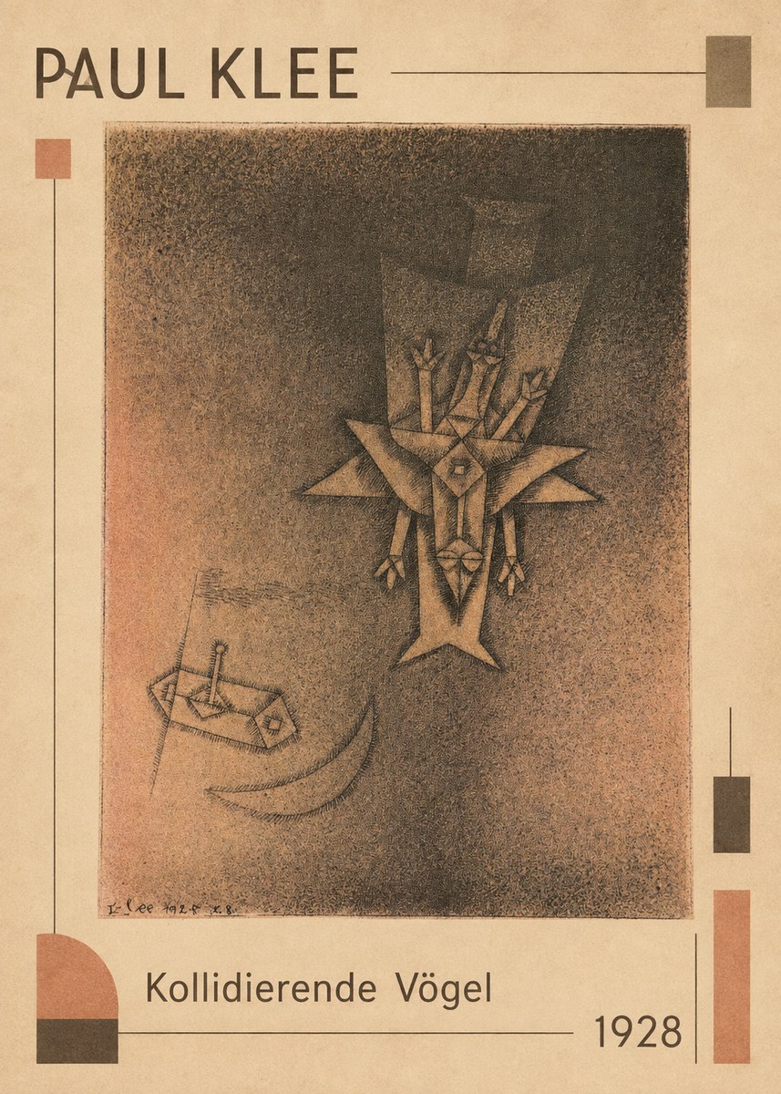 Paul Klee Kollidierende Vögel No1 - Poster