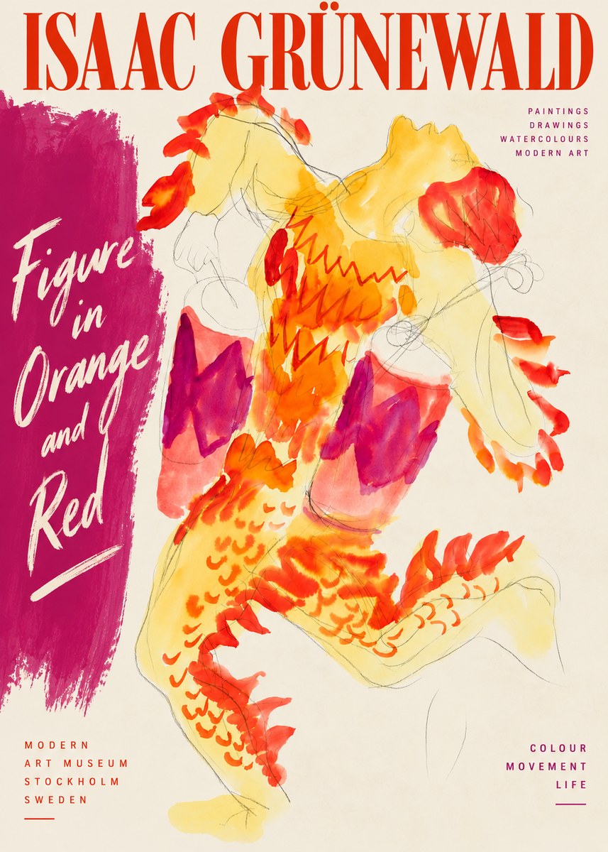 Isaac Grünewald Figure in Orange and Red No3 - Poster
