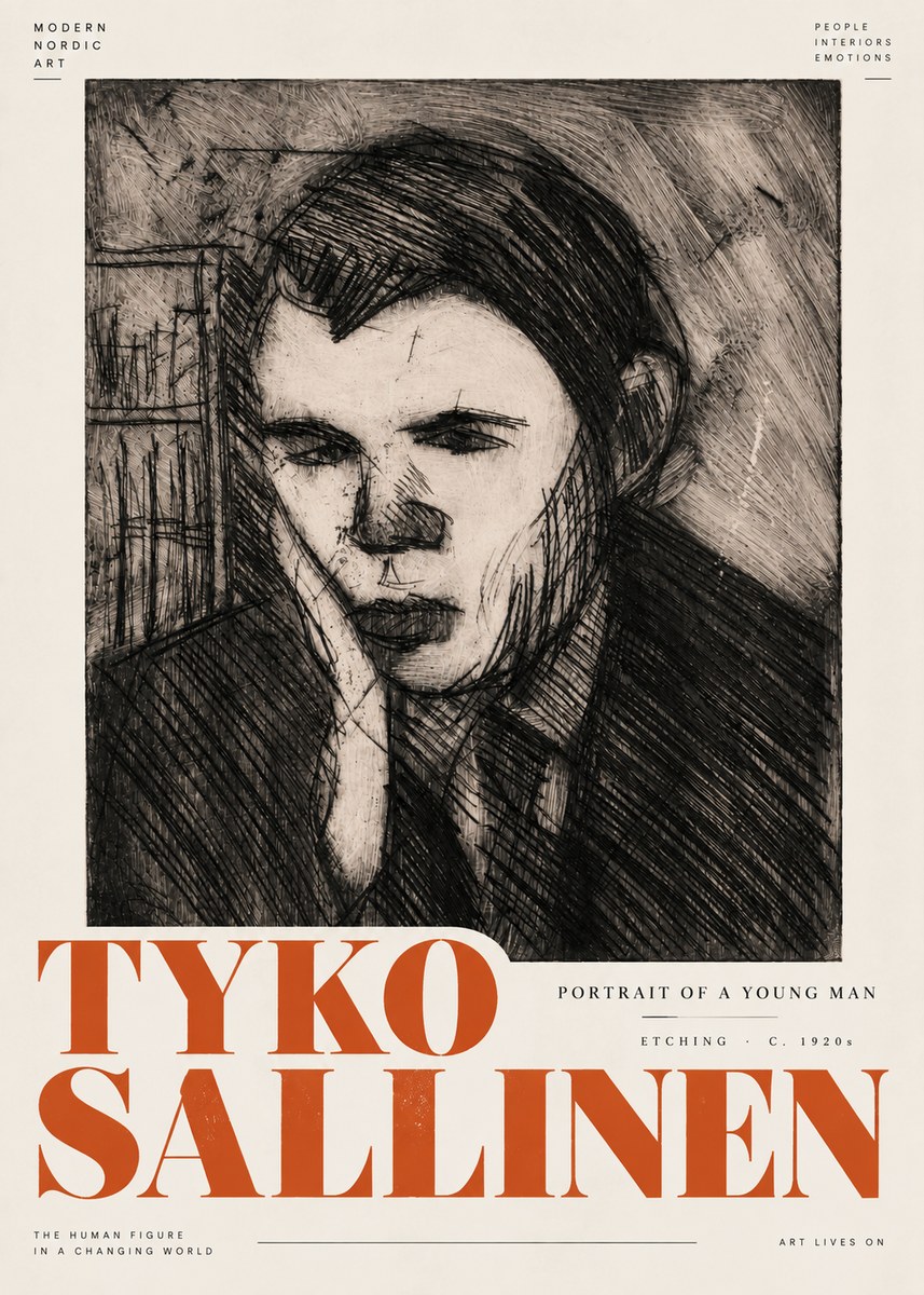Tyko Sallinen Portrait of a Young Man No5 - Poster