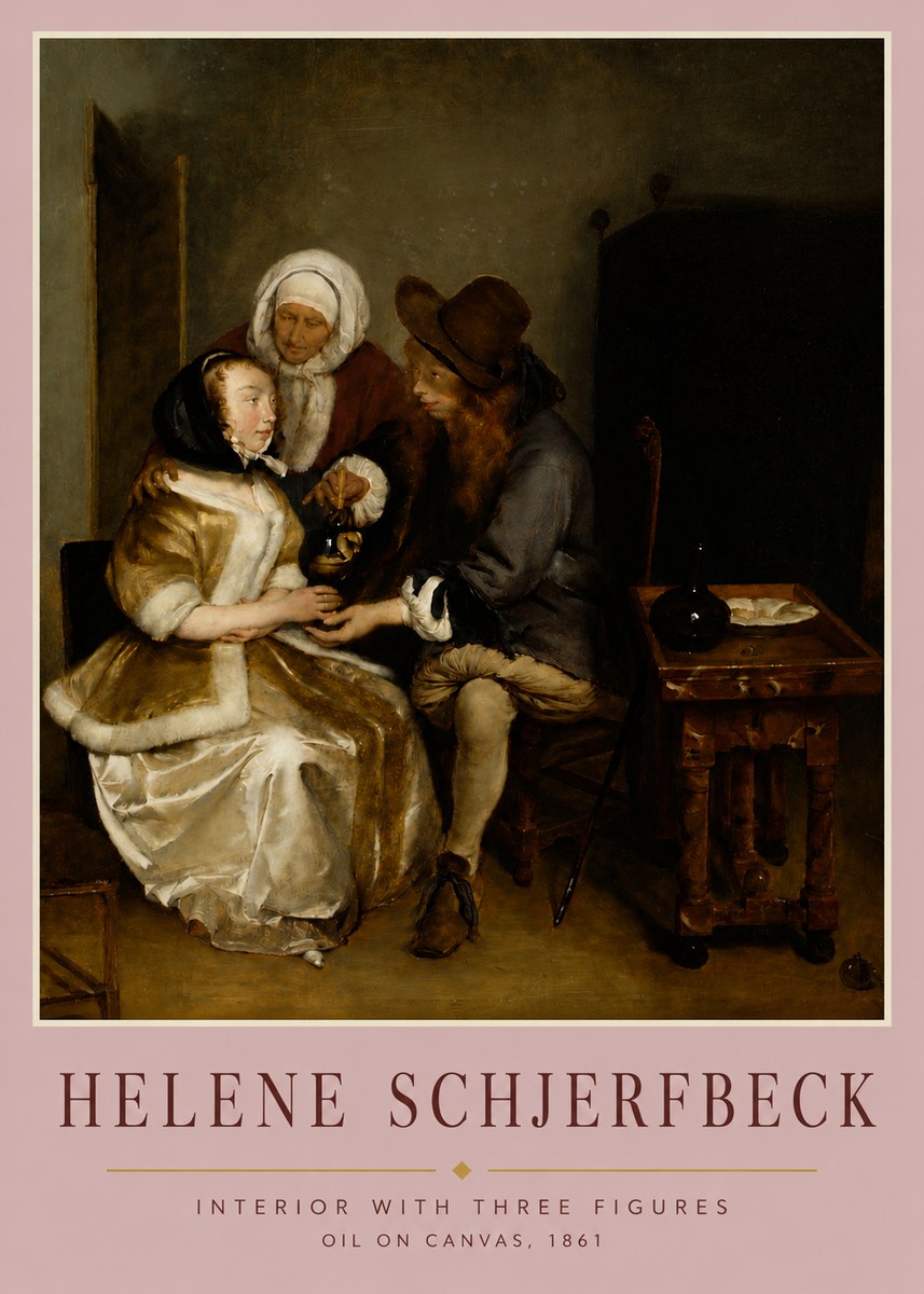 Helene Schjerfbeck Interior with Three Figures No4 - Poster