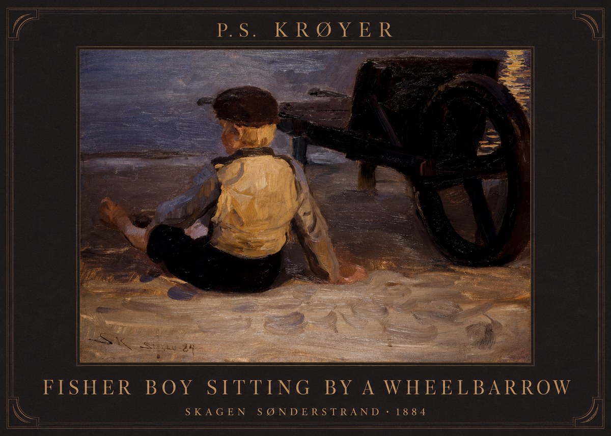 P.S. Krøyer Fisher Boy Sitting by a Wheelbarrow No5 - Poster