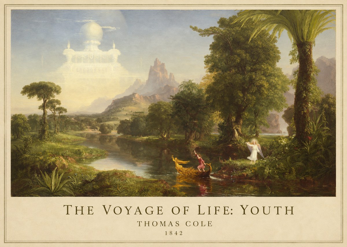 Thomas Cole The Voyage of Life: Youth V No1 - Poster