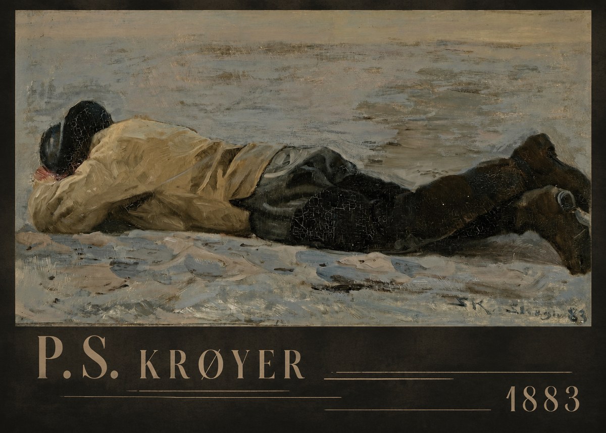 P.S. Krøyer Fisherman Lying on the Beach No6 - Poster