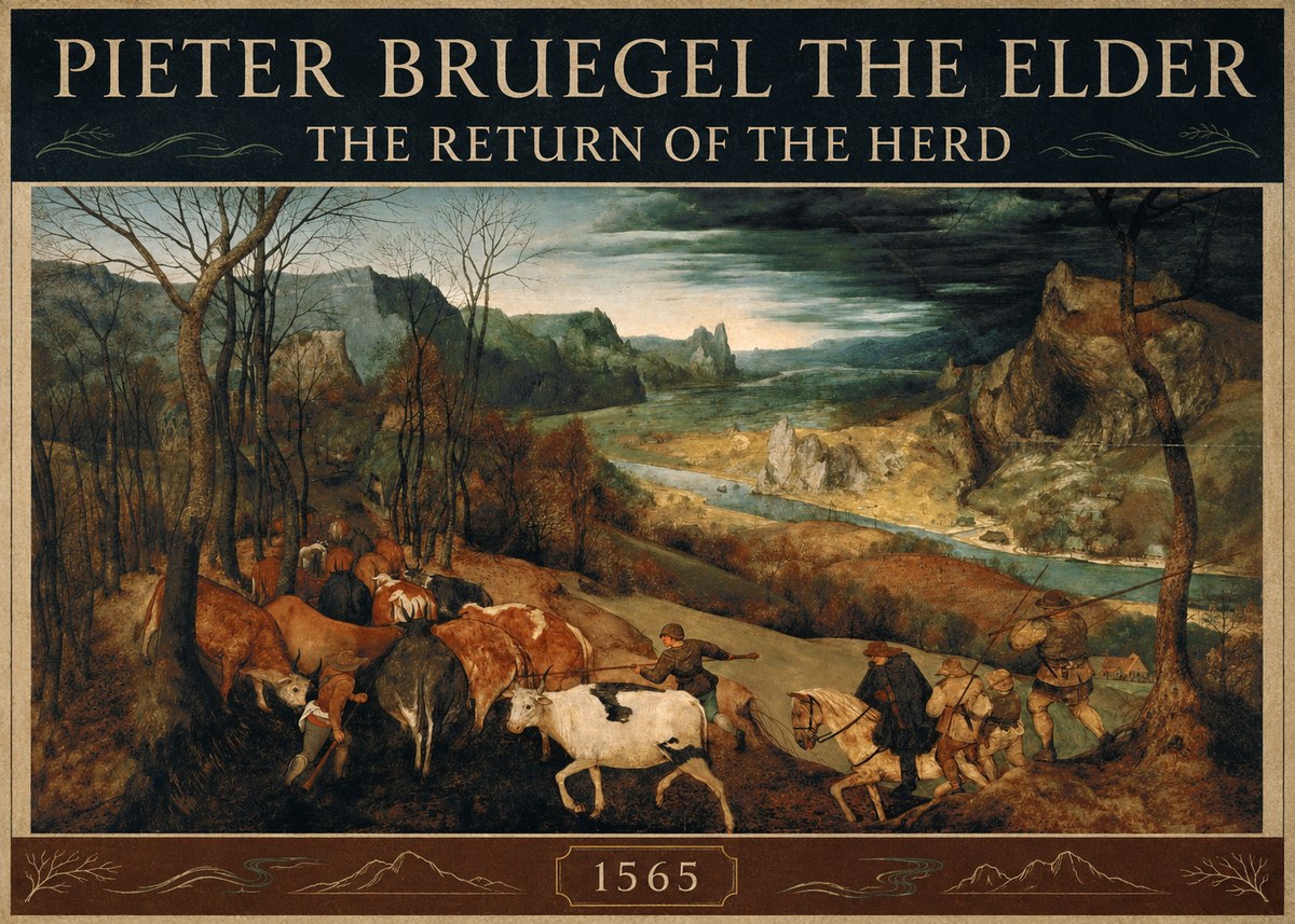 Pieter Bruegel The Return of the Herd No3 - Poster