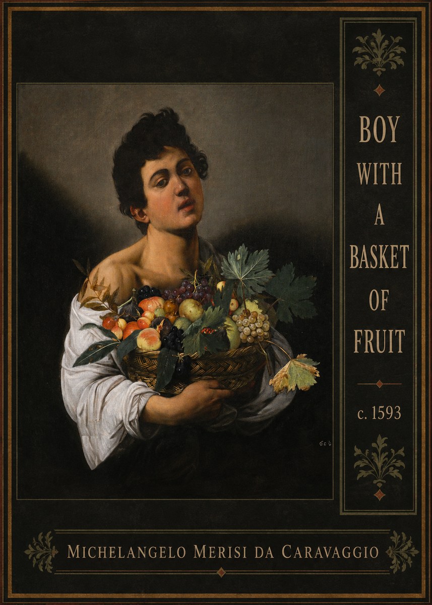 Michelangelo Merisi da Caravaggio Boy with a Basket of Fruit No2 - Poster