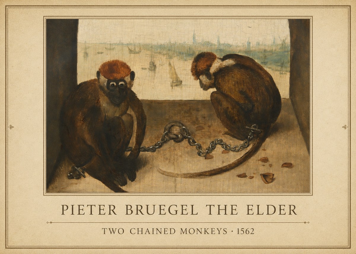 Pieter Bruegel Two Chained Monkeys II No1 - Poster