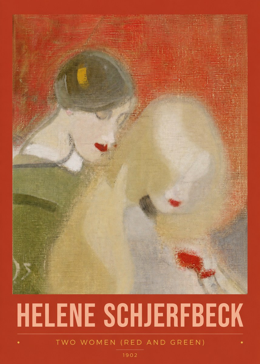 Helene Schjerfbeck Two Women (Red and Green) No2 - Poster