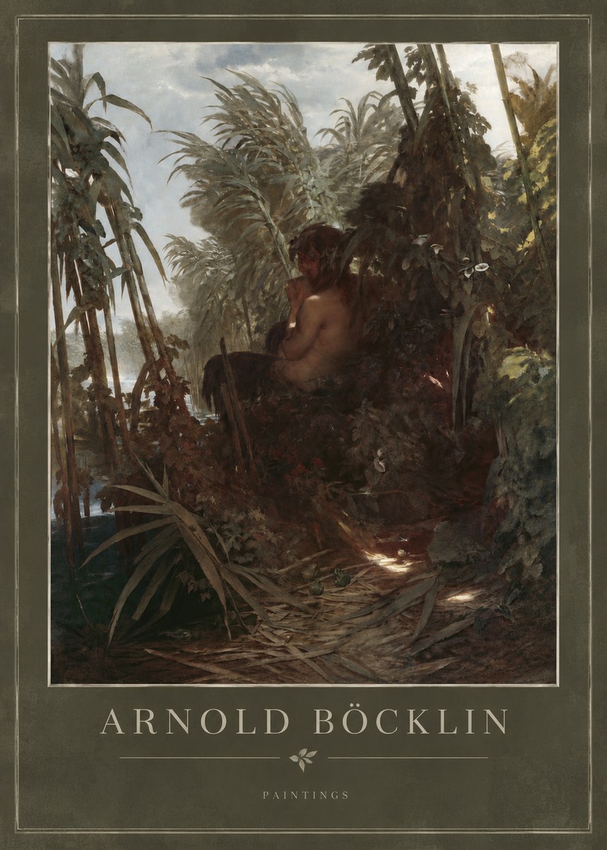 Arnold Böcklin Faun Playing the Panpipes No3 - Poster
